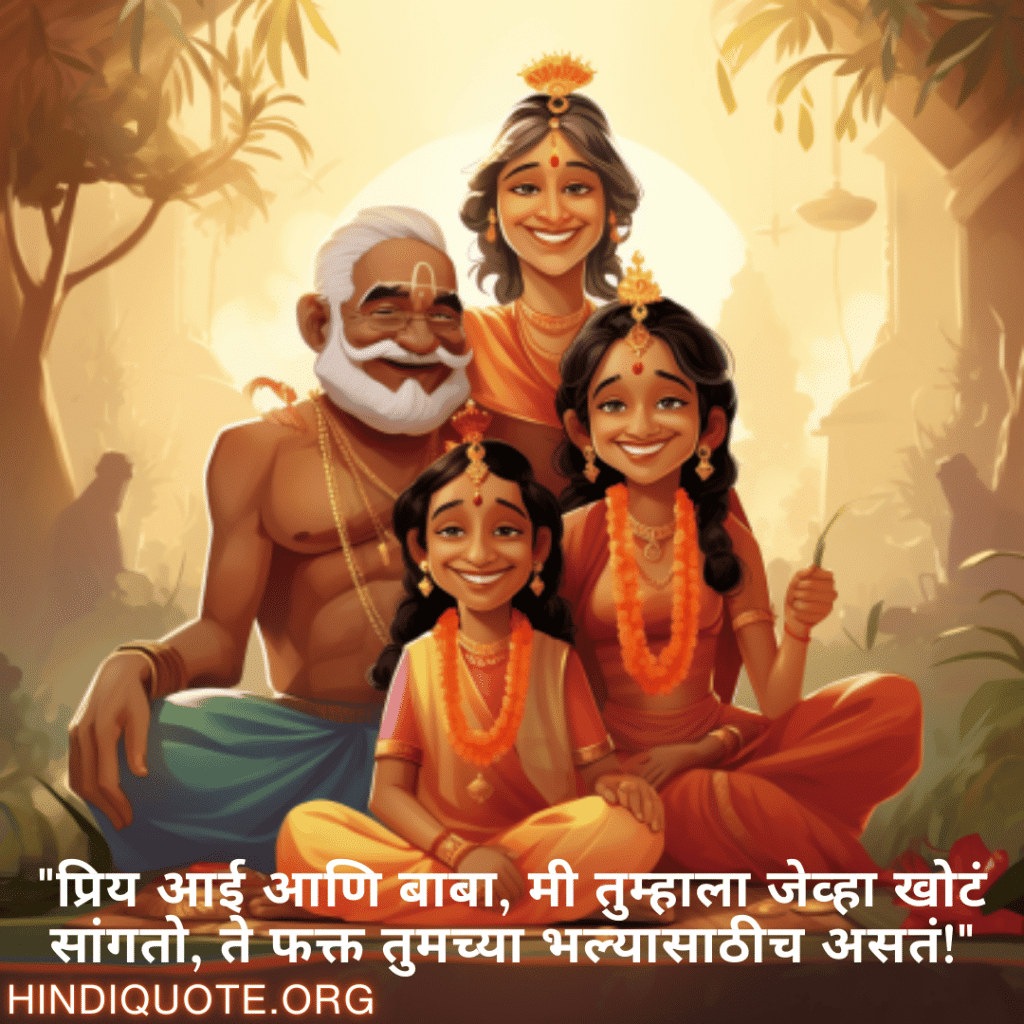 Funny Quotes In Marathi For Your Parents "प्रिय आई आणि बाबा, मी तुम्हाला जेव्हा खोटं सांगतो, ते फक्त तुमच्या भल्यासाठीच असतं!"
