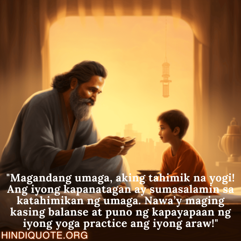 Good morning Quotes Tagalog For Your Uncle "Magandang umaga, aking tahimik na yogi! Ang iyong kapanatagan ay sumasalamin sa katahimikan ng umaga. Nawa’y maging kasing balanse at puno ng kapayapaan ng iyong yoga practice ang iyong araw!"