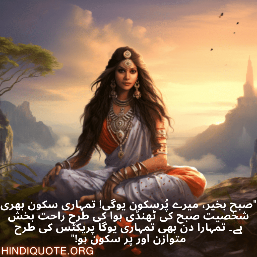 Good morning Wishes In Urdu For Your Crush "صبح بخیر، میرے پُرسکون یوگی! تمہاری سکون بھری شخصیت صبح کی ٹھنڈی ہوا کی طرح راحت بخش ہے۔ تمہارا دن بھی تمہاری یوگا پریکٹس کی طرح متوازن اور پر سکون ہو!"
