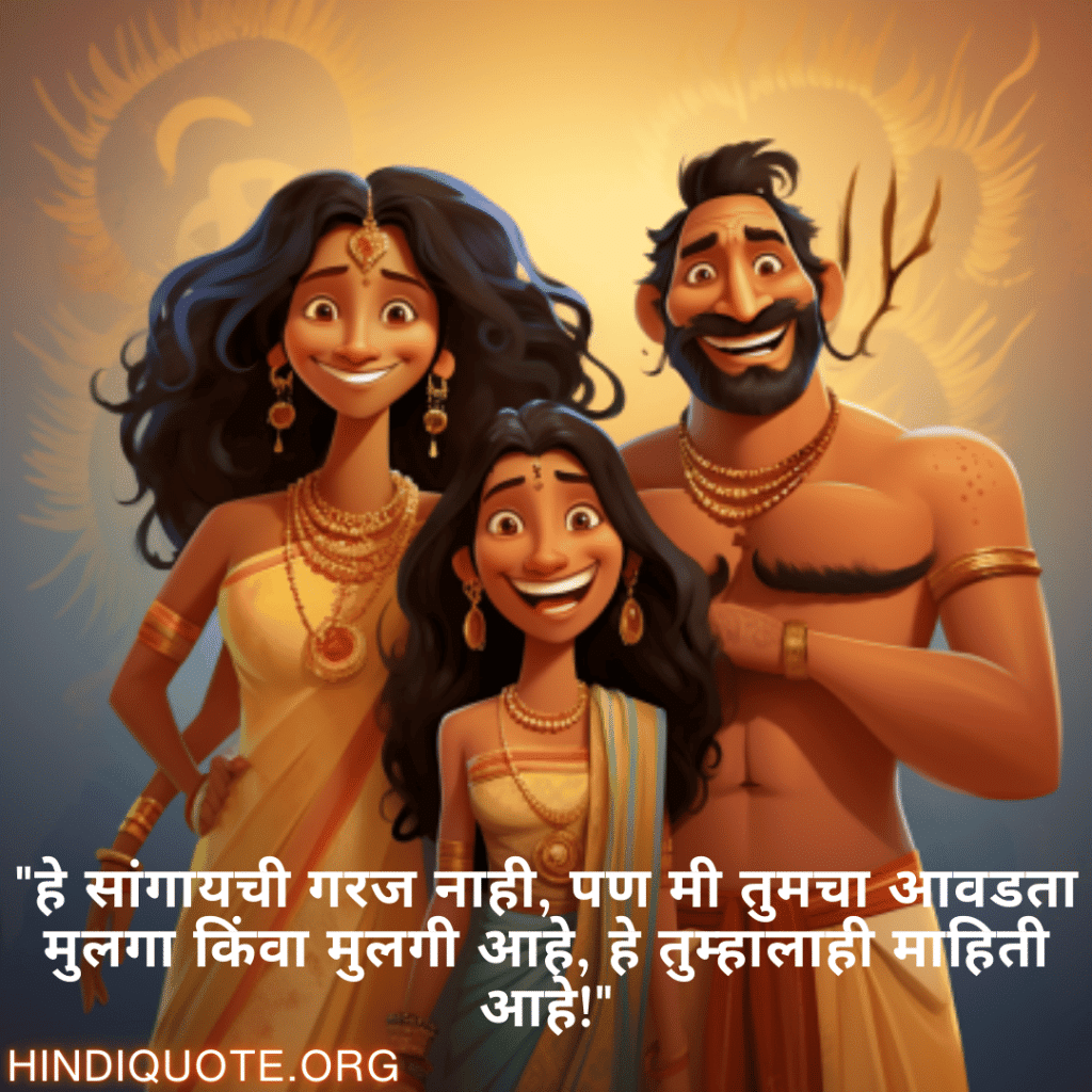 Funny Quotes In Marathi For Your Parents "हे सांगायची गरज नाही, पण मी तुमचा आवडता मुलगा किंवा मुलगी आहे, हे तुम्हालाही माहिती आहे!"