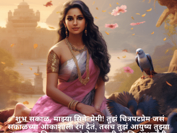 "शुभ सकाळ, माझ्या सिने-प्रेमी! तुझं चित्रपटप्रेम जसं सकाळच्या आकाशाला रंग देतं, तसंच तुझं आयुष्य तुझ्या आवडत्या चित्रपटासारखं रोमांचकारी आणि आश्चर्यांनी भरलेलं असो!"