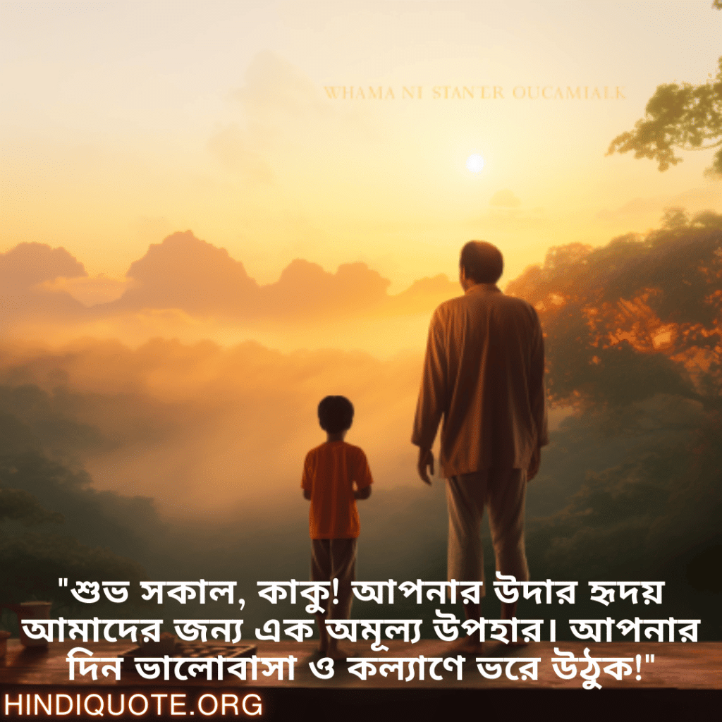 "শুভ সকাল, কাকু! আপনার উদার হৃদয় আমাদের জন্য এক অমূল্য উপহার। আপনার দিন ভালোবাসা ও কল্যাণে ভরে উঠুক!"