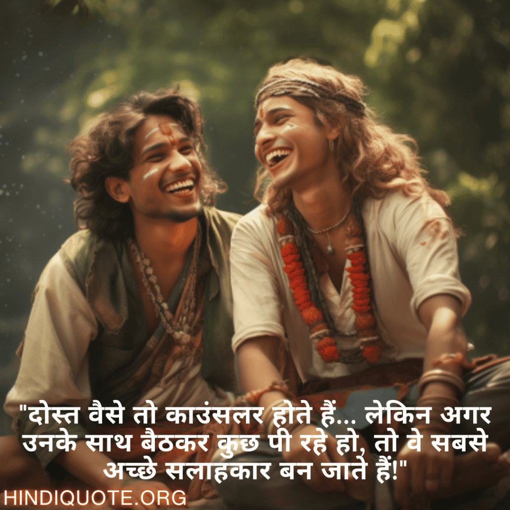 "दोस्त वैसे तो काउंसलर होते हैं… लेकिन अगर उनके साथ बैठकर कुछ पी रहे हो, तो वे सबसे अच्छे सलाहकार बन जाते हैं!"