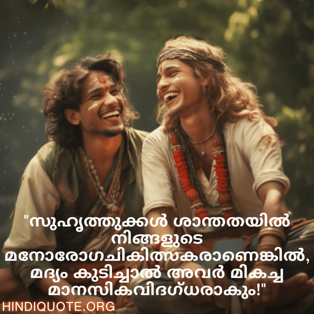 "സുഹൃത്തുക്കൾ ശാന്തതയിൽ നിങ്ങളുടെ മനോരോഗചികിത്സകരാണെങ്കിൽ, മദ്യം കുടിച്ചാൽ അവർ മികച്ച മാനസികവിദഗ്ധരാകും!"