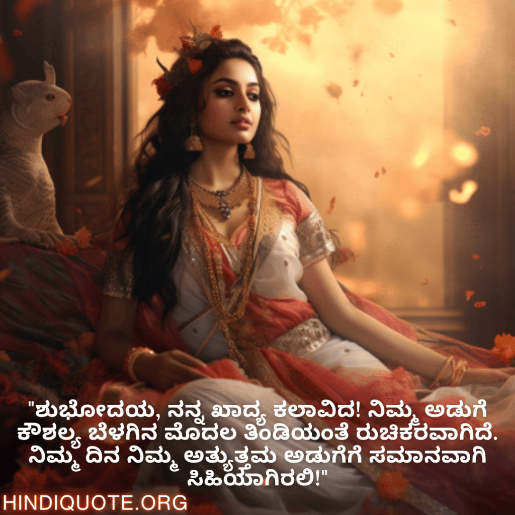 "ಶುಭೋದಯ, ನನ್ನ ಖಾದ್ಯ ಕಲಾವಿದ! ನಿಮ್ಮ ಅಡುಗೆ ಕೌಶಲ್ಯ ಬೆಳಗಿನ ಮೊದಲ ತಿಂಡಿಯಂತೆ ರುಚಿಕರವಾಗಿದೆ. ನಿಮ್ಮ ದಿನ ನಿಮ್ಮ ಅತ್ಯುತ್ತಮ ಅಡುಗೆಗೆ ಸಮಾನವಾಗಿ ಸಿಹಿಯಾಗಿರಲಿ!"