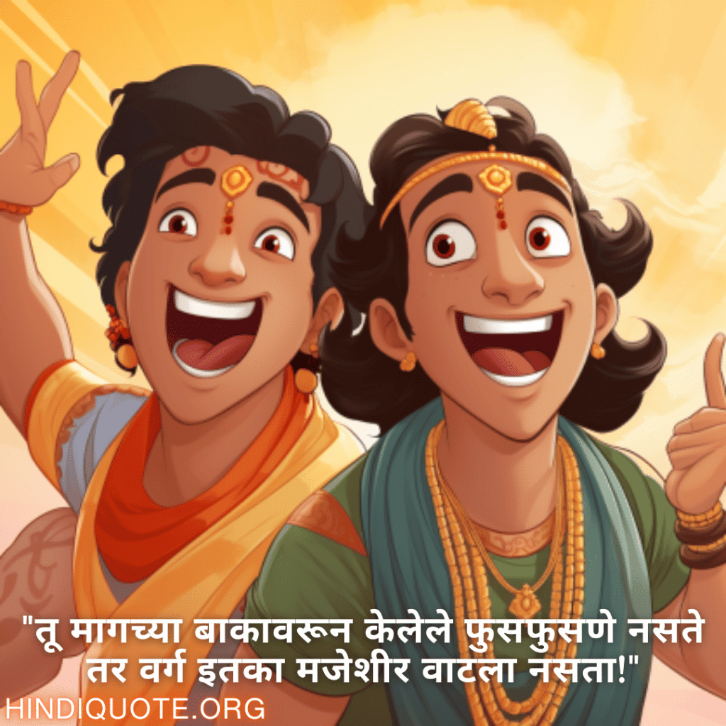 "तू मागच्या बाकावरून केलेले फुसफुसणे नसते तर वर्ग इतका मजेशीर वाटला नसता!"