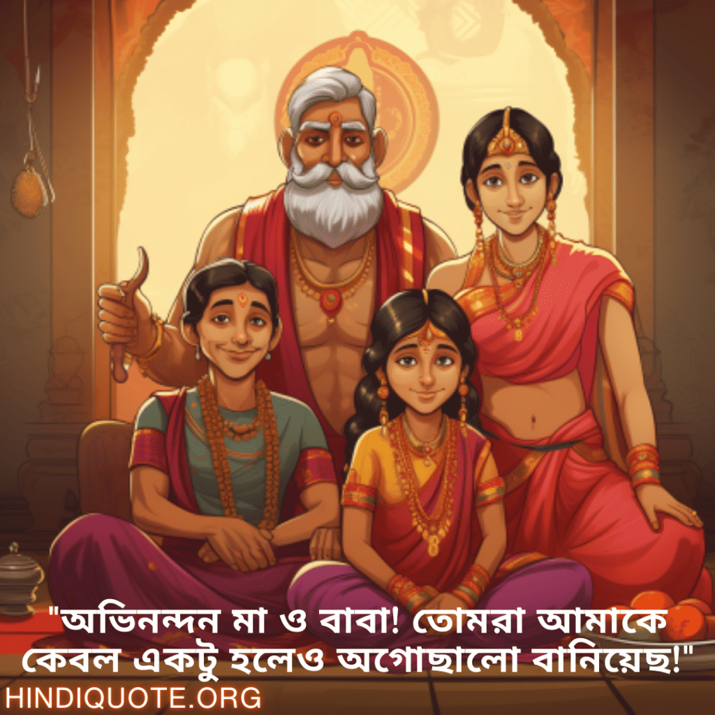 "অভিনন্দন মা ও বাবা! তোমরা আমাকে কেবল একটু হলেও অগোছালো বানিয়েছ!"
