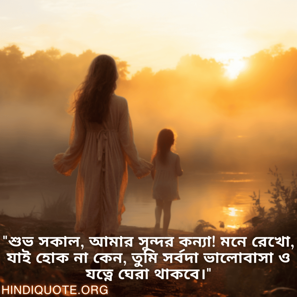 "শুভ সকাল, আমার সুন্দর কন্যা! মনে রেখো, যাই হোক না কেন, তুমি সর্বদা ভালোবাসা ও যত্নে ঘেরা থাকবে।"