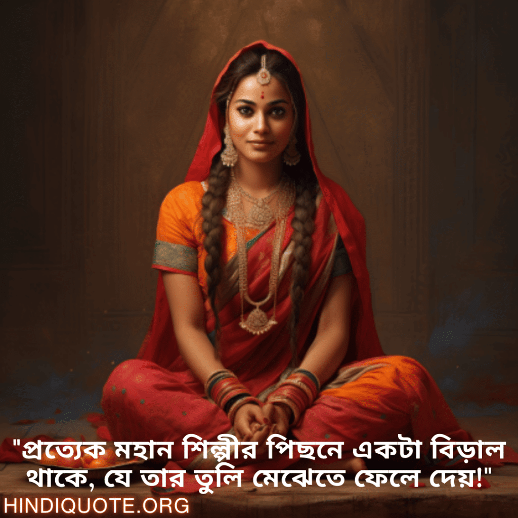 "প্রত্যেক মহান শিল্পীর পিছনে একটা বিড়াল থাকে, যে তার তুলি মেঝেতে ফেলে দেয়!"