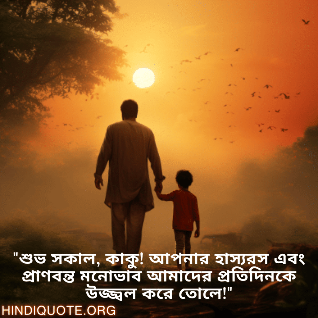 "শুভ সকাল, কাকু! আপনার হাস্যরস এবং প্রাণবন্ত মনোভাব আমাদের প্রতিদিনকে উজ্জ্বল করে তোলে!"