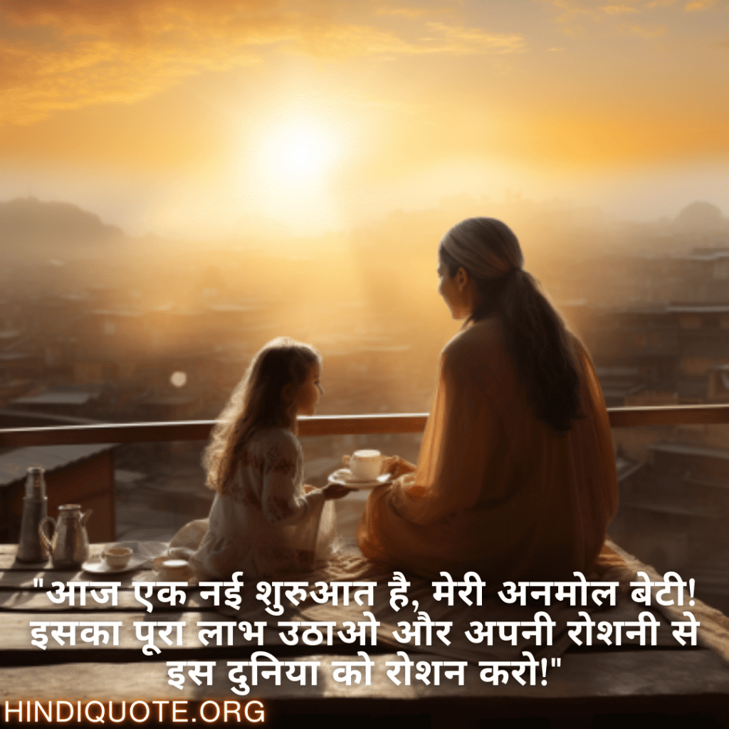 "आज एक नई शुरुआत है, मेरी अनमोल बेटी! इसका पूरा लाभ उठाओ और अपनी रोशनी से इस दुनिया को रोशन करो!"