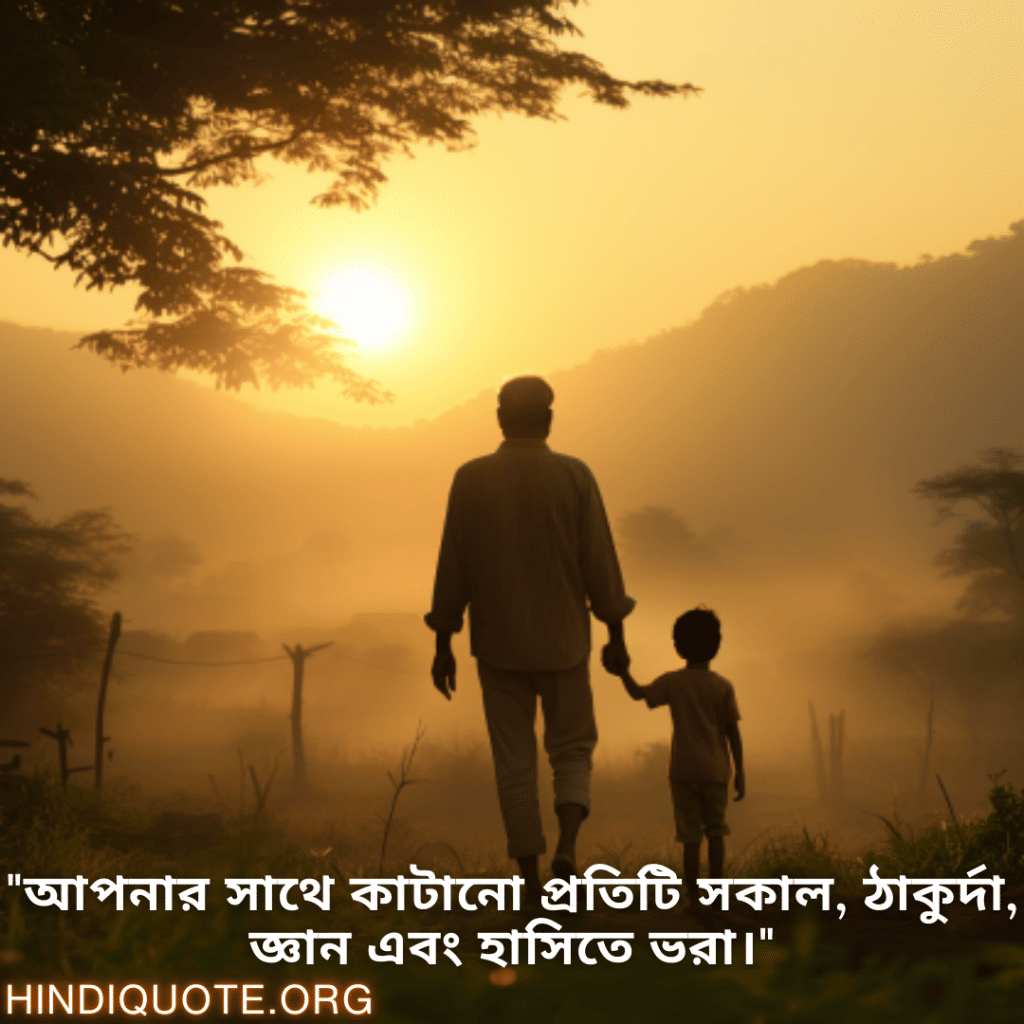 Good morning Quotes In Bengali For Your Grandfather "আপনার সাথে কাটানো প্রতিটি সকাল, ঠাকুর্দা, জ্ঞান এবং হাসিতে ভরা।"
