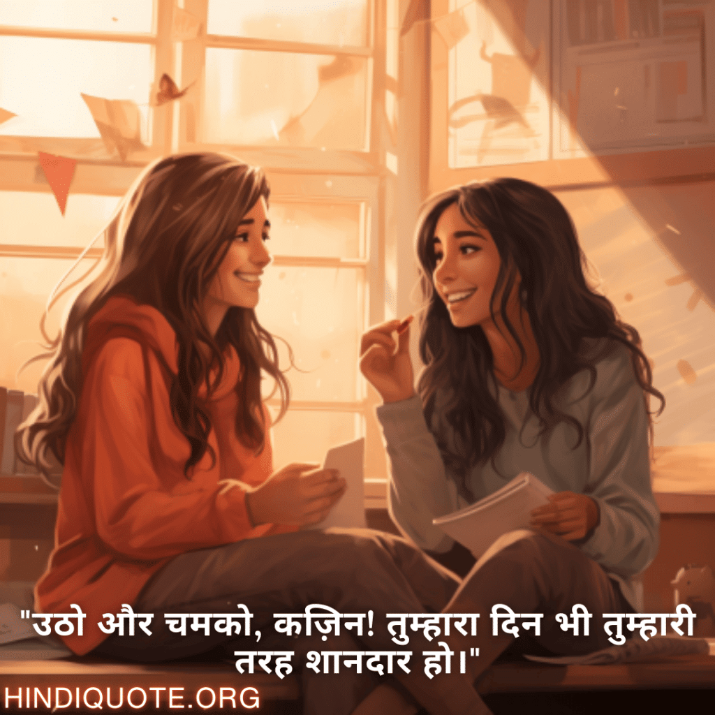 Good morning Shayari For Your Cousin "उठो और चमको, कज़िन! तुम्हारा दिन भी तुम्हारी तरह शानदार हो।"