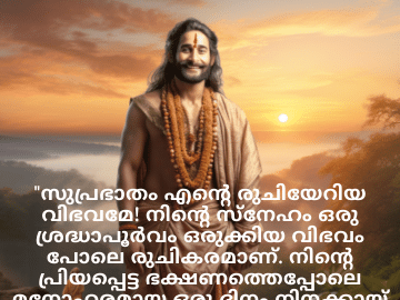 Good morning Quotes In Malayalam For Your Boyfriend "സുപ്രഭാതം എന്റെ രുചിയേറിയ വിഭവമേ! നിന്റെ സ്നേഹം ഒരു ശ്രദ്ധാപൂർവം ഒരുക്കിയ വിഭവം പോലെ രുചികരമാണ്. നിന്റെ പ്രിയപ്പെട്ട ഭക്ഷണത്തെപ്പോലെ മനോഹരമായ ഒരു ദിനം നിനക്കായ് ആശംസിക്കുന്നു!"