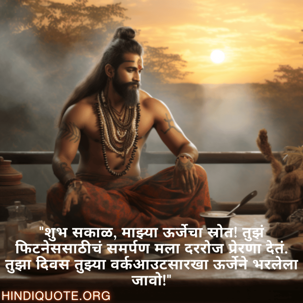 Good morning Quotes In Marathi For Your Boyfriend "शुभ सकाळ, माझ्या ऊर्जेचा स्रोत! तुझं फिटनेससाठीचं समर्पण मला दररोज प्रेरणा देतं. तुझा दिवस तुझ्या वर्कआउटसारखा ऊर्जेने भरलेला जावो!"