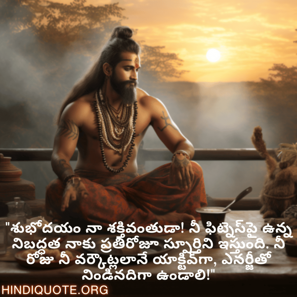 Good morning Quotes In Telugu For Your Boyfriend "శుభోదయం నా శక్తివంతుడా! నీ ఫిట్నెస్‌పై ఉన్న నిబద్ధత నాకు ప్రతిరోజూ స్పూర్తిని ఇస్తుంది. నీ రోజు నీ వర్కౌట్లలానే యాక్టివ్‌గా, ఎనర్జీతో నిండినదిగా ఉండాలి!"