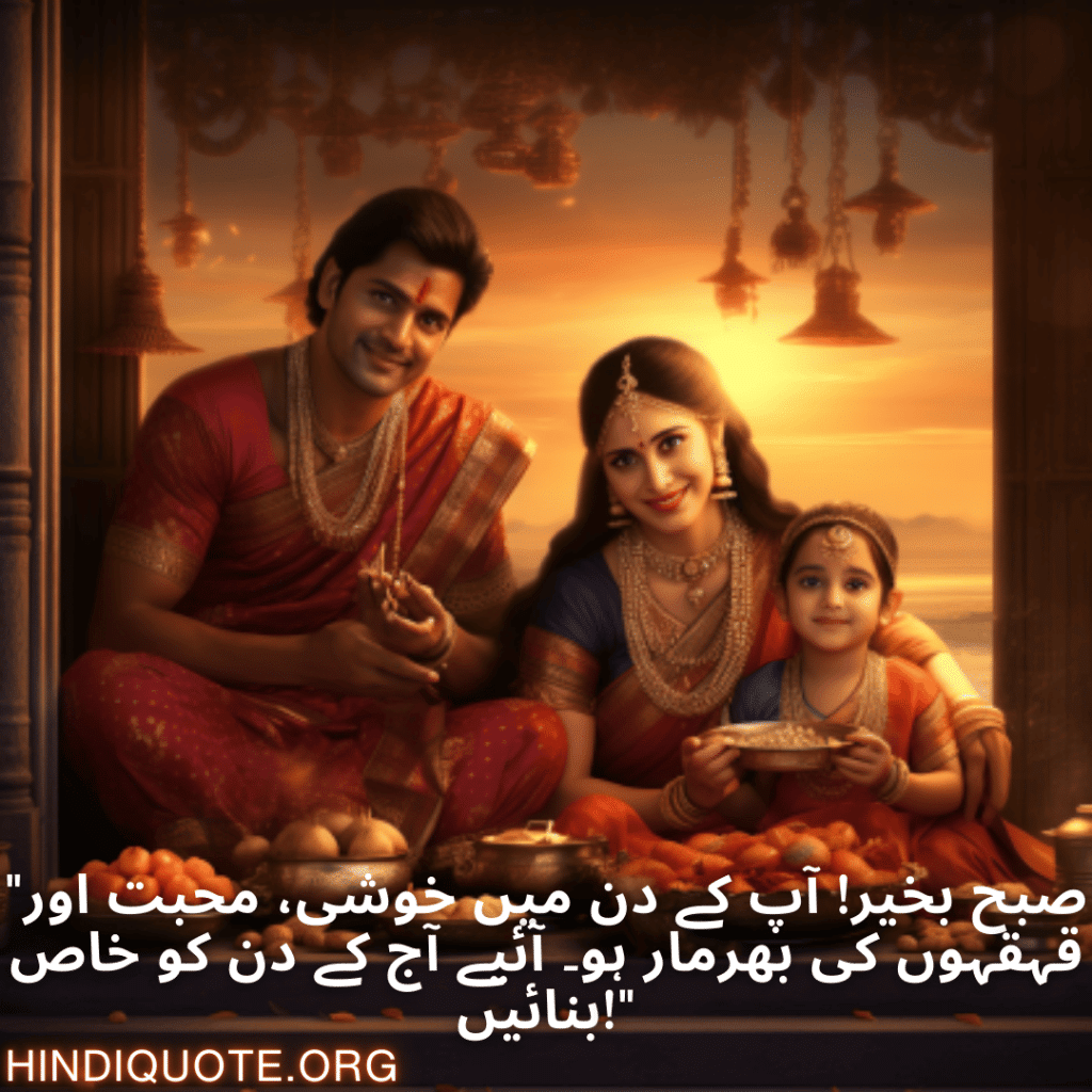 Good morning Quotes In Urdu For Family "صبح بخیر! آپ کے دن میں خوشی، محبت اور قہقہوں کی بھرمار ہو۔ آئیے آج کے دن کو خاص بنائیں!"
