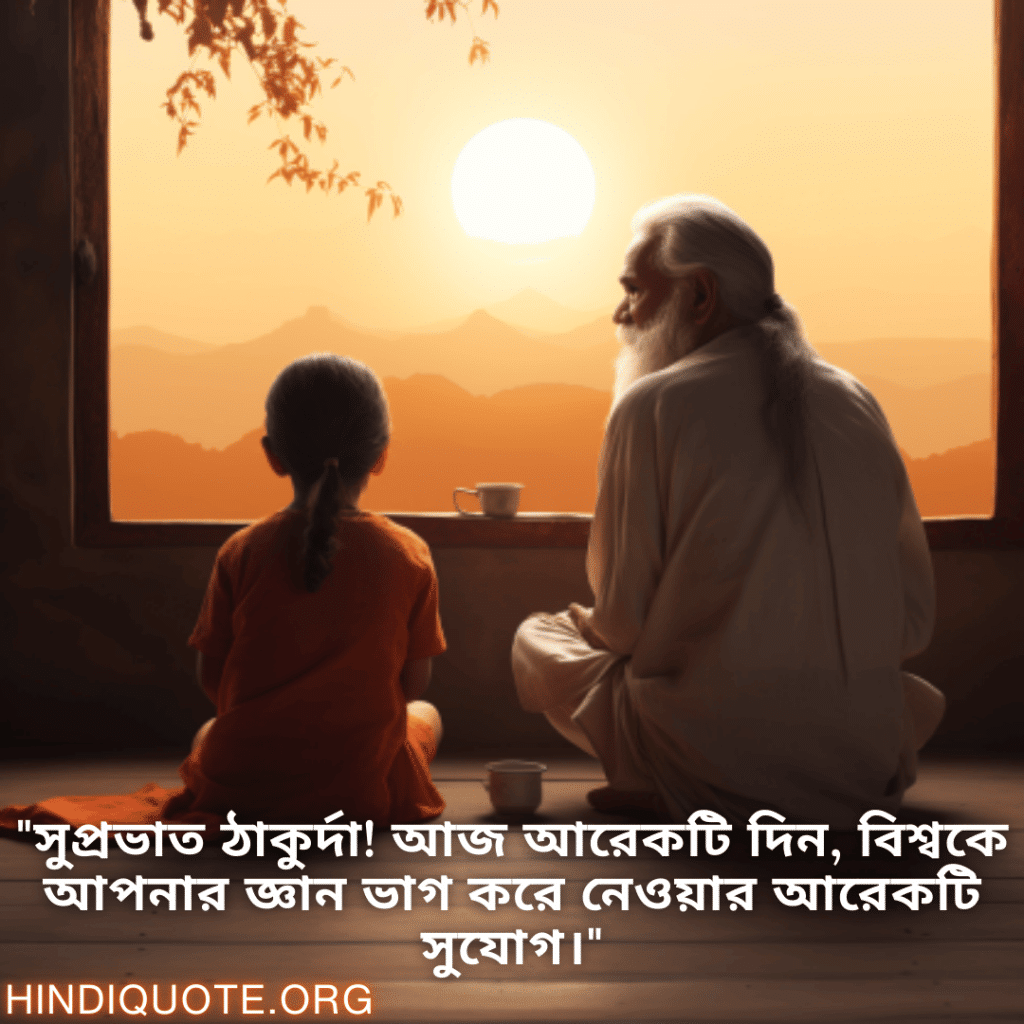 Good morning Quotes In Bengali For Your Grandfather "সুপ্রভাত ঠাকুর্দা! আজ আরেকটি দিন, বিশ্বকে আপনার জ্ঞান ভাগ করে নেওয়ার আরেকটি সুযোগ।"