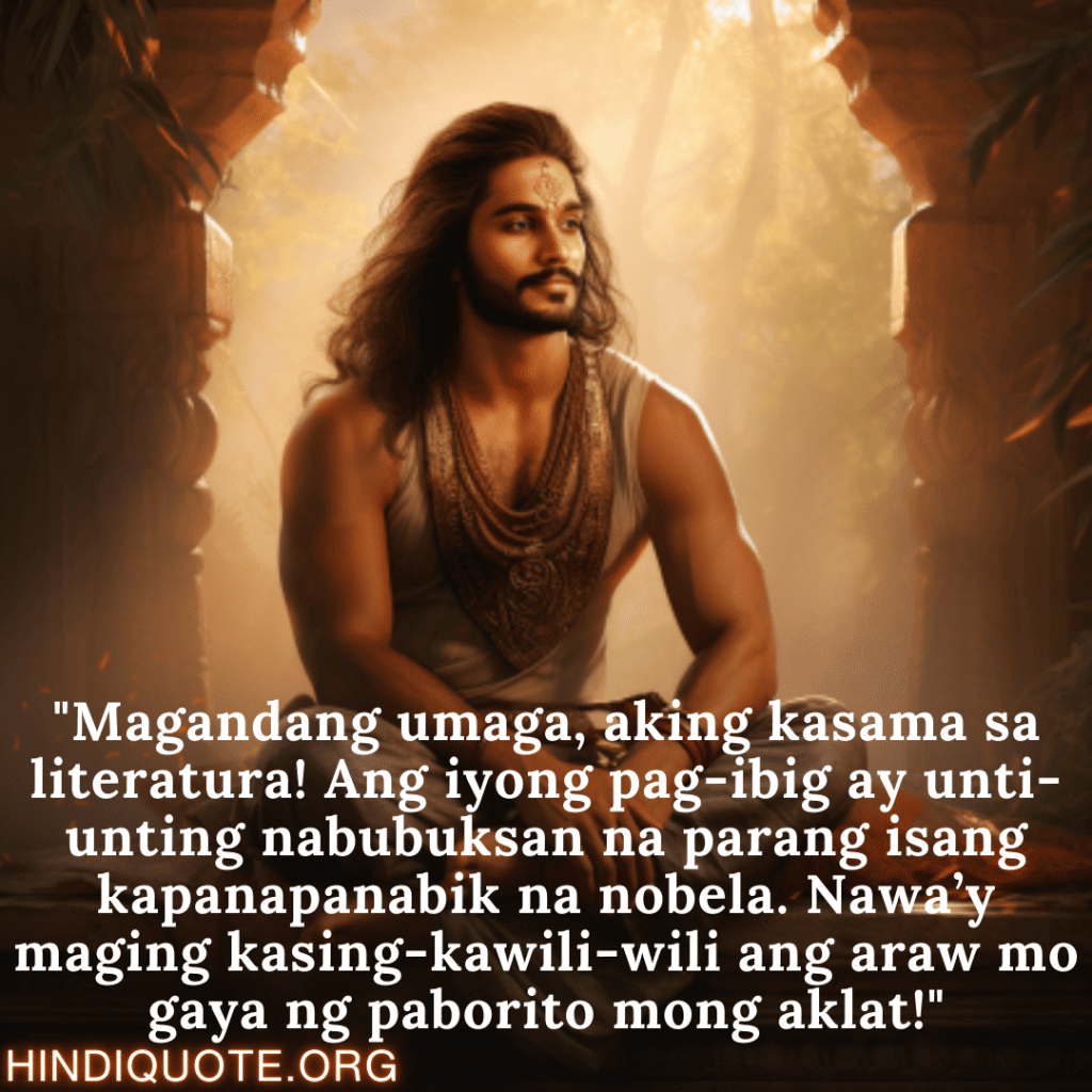Good morning Quotes Tagalog For Your Boyfriend "Magandang umaga, aking kasama sa literatura! Ang iyong pag-ibig ay unti-unting nabubuksan na parang isang kapanapanabik na nobela. Nawa’y maging kasing-kawili-wili ang araw mo gaya ng paborito mong aklat!"