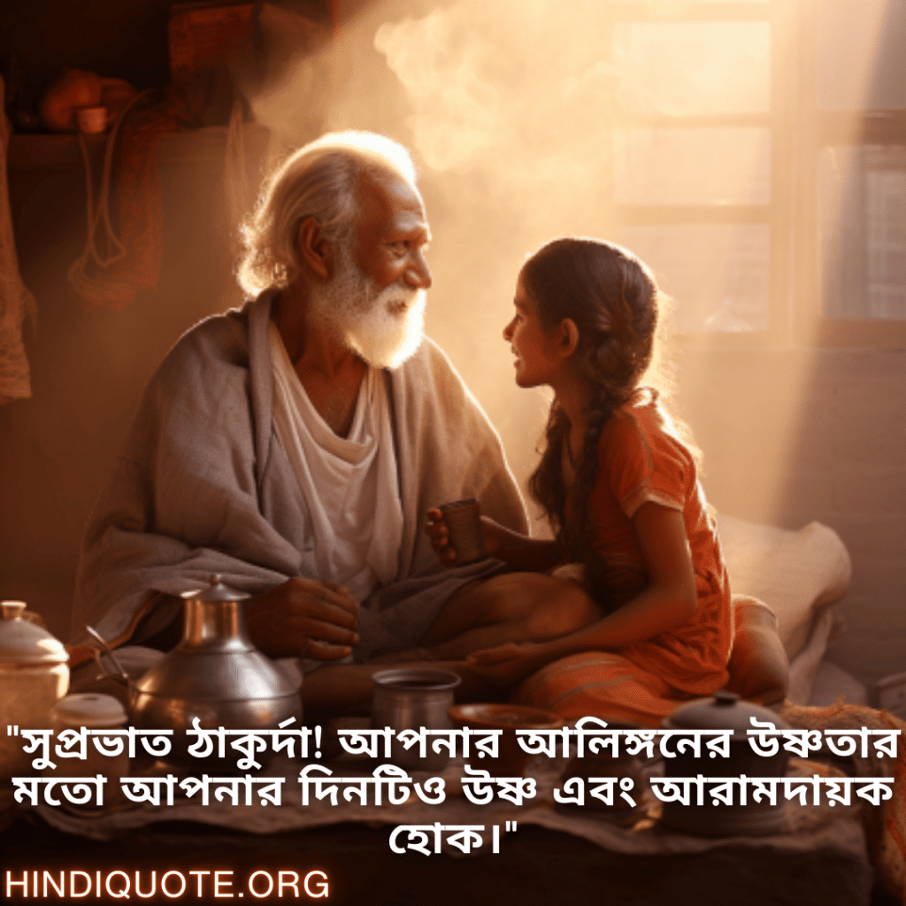 "সুপ্রভাত ঠাকুর্দা! আপনার আলিঙ্গনের উষ্ণতার মতো আপনার দিনটিও উষ্ণ এবং আরামদায়ক হোক।"