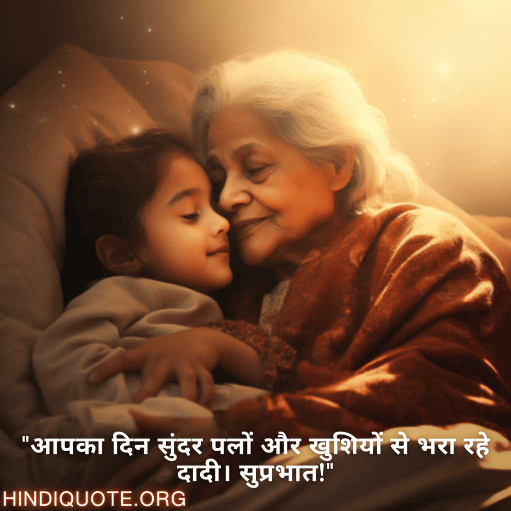 "आपका दिन सुंदर पलों और खुशियों से भरा रहे दादी। सुप्रभात!"