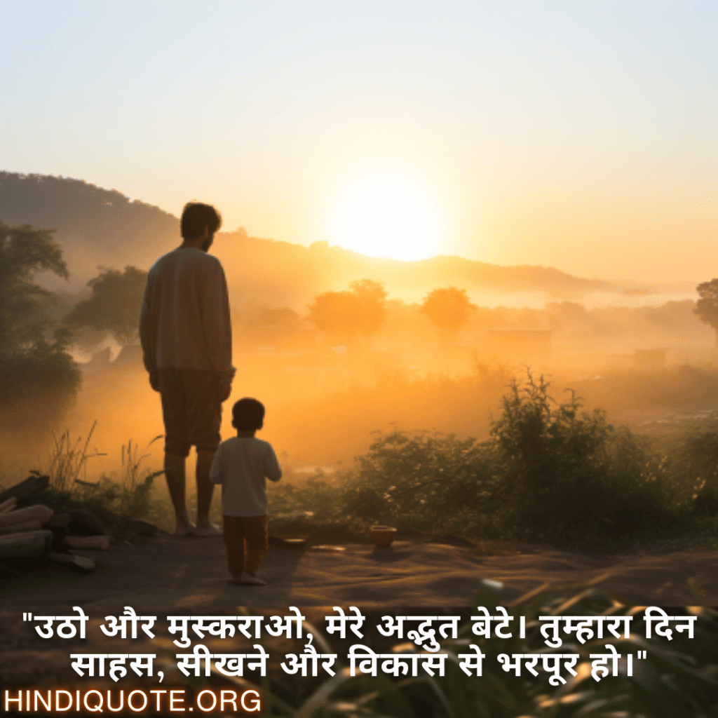 "उठो और मुस्कराओ, मेरे अद्भुत बेटे। तुम्हारा दिन साहस, सीखने और विकास से भरपूर हो।"