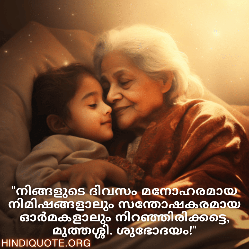 "നിങ്ങളുടെ ദിവസം മനോഹരമായ നിമിഷങ്ങളാലും സന്തോഷകരമായ ഓർമകളാലും നിറഞ്ഞിരിക്കട്ടെ, മുത്തശ്ശി. ശുഭോദയം!"