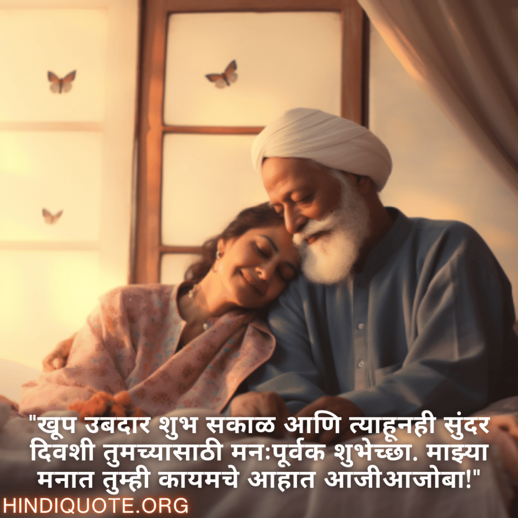 "खूप उबदार शुभ सकाळ आणि त्याहूनही सुंदर दिवशी तुमच्यासाठी मनःपूर्वक शुभेच्छा. माझ्या मनात तुम्ही कायमचे आहात आजीआजोबा!"