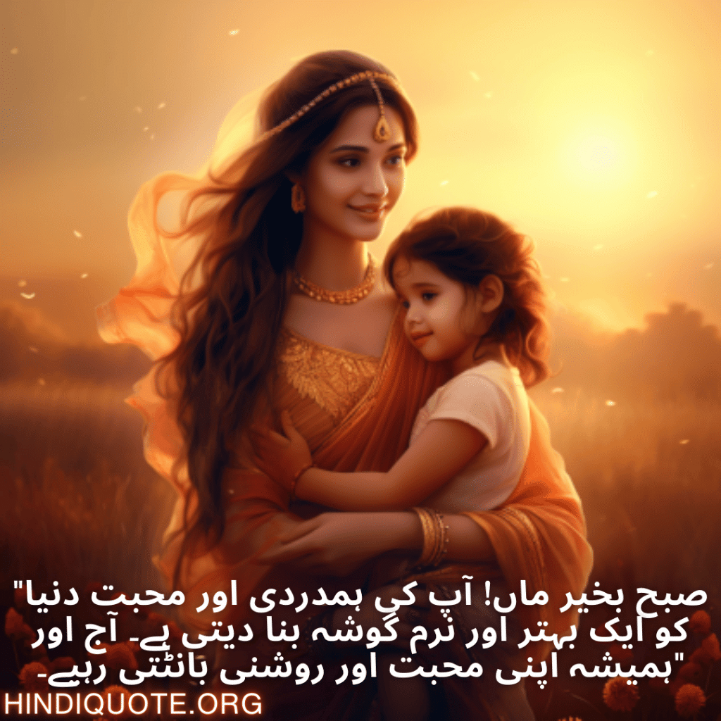 "صبح بخیر ماں! آپ کی ہمدردی اور محبت دنیا کو ایک بہتر اور نرم گوشہ بنا دیتی ہے۔ آج اور ہمیشہ اپنی محبت اور روشنی بانٹتی رہیے۔"