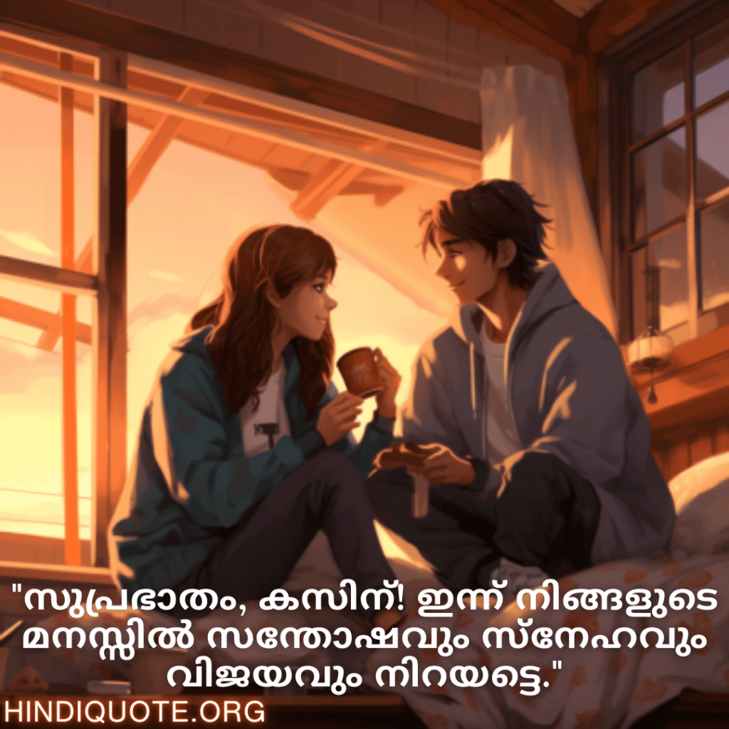 "സുപ്രഭാതം, കസിന്‍! ഇന്ന് നിങ്ങളുടെ മനസ്സിൽ സന്തോഷവും സ്നേഹവും വിജയവും നിറയട്ടെ."