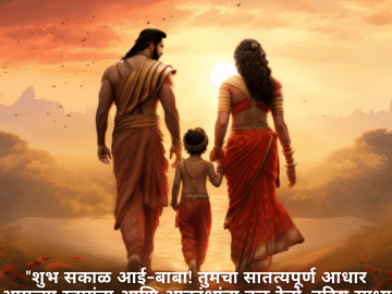 "शुभ सकाळ आई-बाबा! तुमचा सातत्यपूर्ण आधार आमच्या स्वप्नांना आणि आकांक्षांना बळ देतो. उद्दिष्ट साध्य करण्याच्या आणखी एका दिवसासाठी शुभेच्छा!"