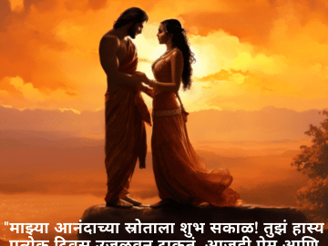 "माझ्या आनंदाच्या स्रोताला शुभ सकाळ! तुझं हास्य प्रत्येक दिवस उजळवून टाकतं. आजही प्रेम आणि हास्याने भरलेला दिवस असो!"