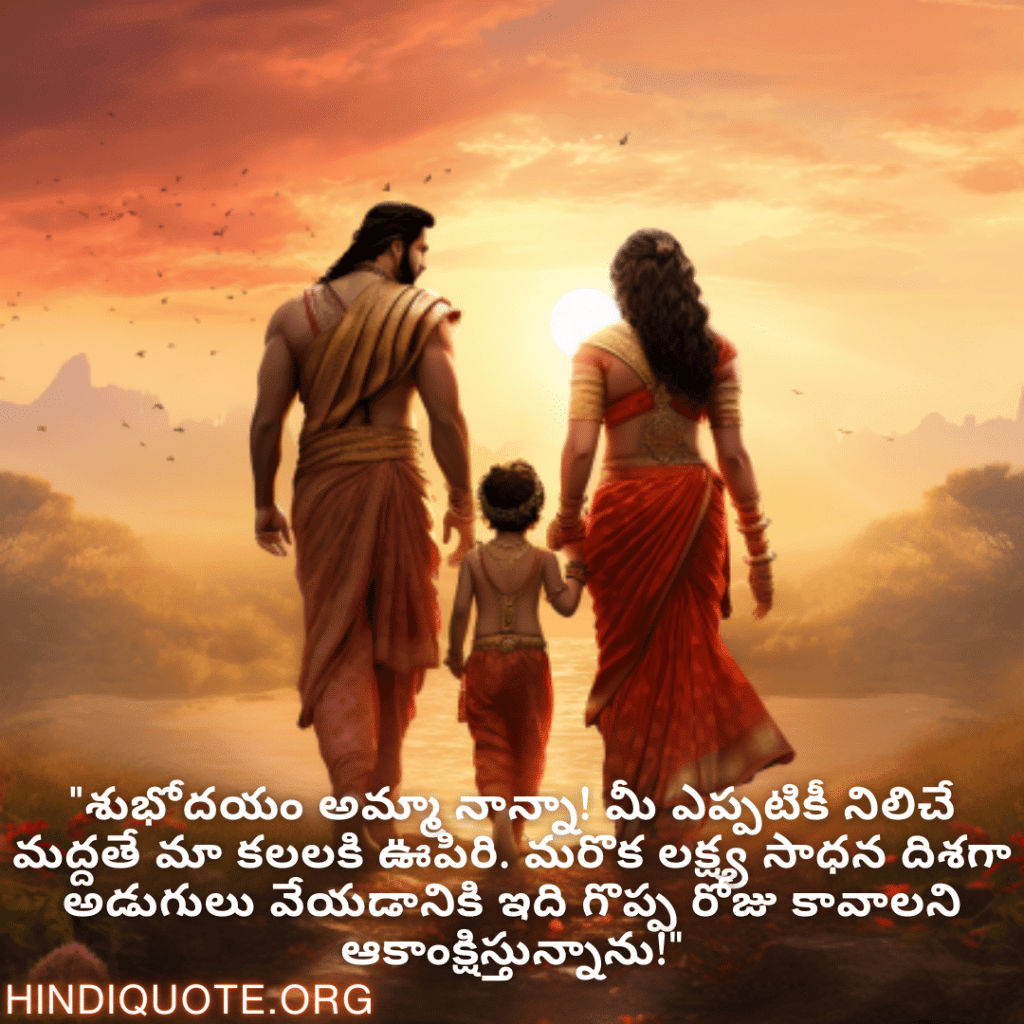 "శుభోదయం అమ్మా నాన్నా! మీ ఎప్పటికీ నిలిచే మద్దతే మా కలలకి ఊపిరి. మరొక లక్ష్య సాధన దిశగా అడుగులు వేయడానికి ఇది గొప్ప రోజు కావాలని ఆకాంక్షిస్తున్నాను!"