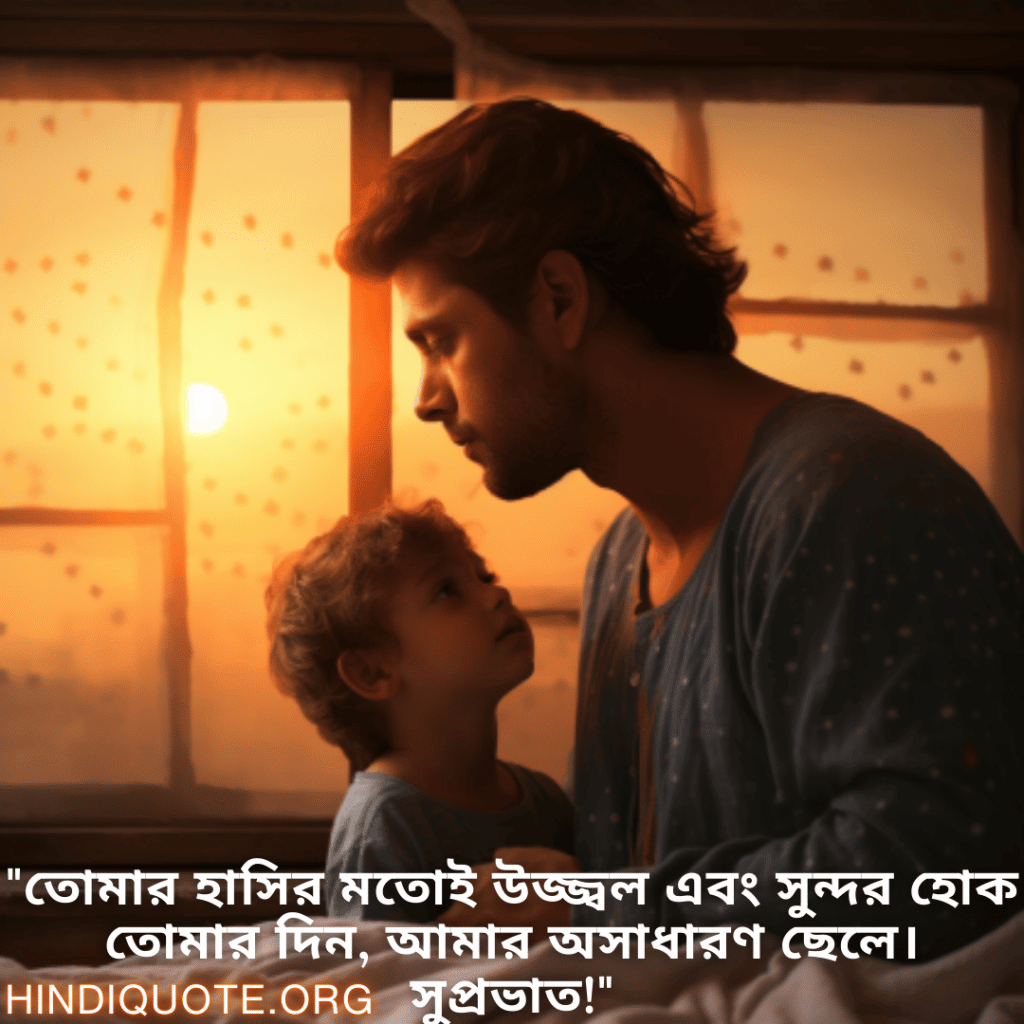 "তোমার হাসির মতোই উজ্জ্বল এবং সুন্দর হোক তোমার দিন, আমার অসাধারণ ছেলে। সুপ্রভাত!"