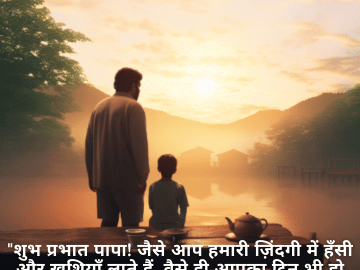 "शुभ प्रभात पापा! जैसे आप हमारी ज़िंदगी में हँसी और ख़ुशियाँ लाते हैं, वैसे ही आपका दिन भी हो आनंद से भरा हुआ।"