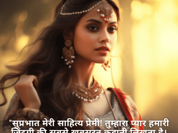 "सुप्रभात मेरी साहित्य प्रेमी! तुम्हारा प्यार हमारी ज़िंदगी की सबसे खूबसूरत कहानी लिखता है। तुम्हारा दिन कविता और कहानियों से भरा हो!"