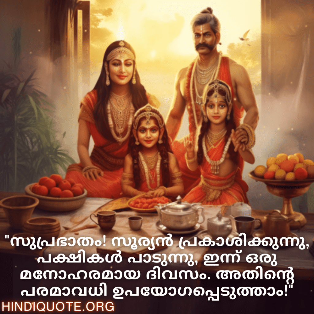 "സുപ്രഭാതം! സൂര്യൻ പ്രകാശിക്കുന്നു, പക്ഷികൾ പാടുന്നു, ഇന്ന് ഒരു മനോഹരമായ ദിവസം. അതിന്റെ പരമാവധി ഉപയോഗപ്പെടുത്താം!"