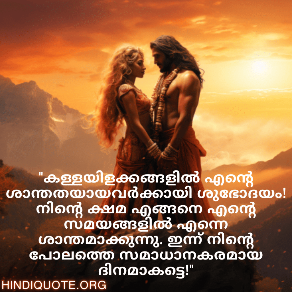 "കള്ളയിളക്കങ്ങളിൽ എന്റെ ശാന്തതയായവർക്കായി ശുഭോദയം! നിന്റെ ക്ഷമ എങ്ങനെ എന്റെ സമയങ്ങളിൽ എന്നെ ശാന്തമാക്കുന്നു. ഇന്ന് നിന്റെ പോലത്തെ സമാധാനകരമായ ദിനമാകട്ടെ!"
