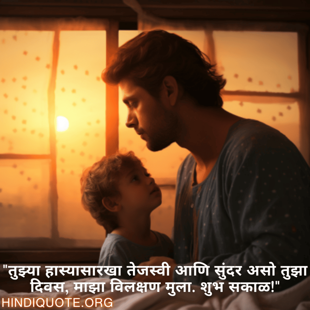 "तुझ्या हास्यासारखा तेजस्वी आणि सुंदर असो तुझा दिवस, माझा विलक्षण मुला. शुभ सकाळ!"