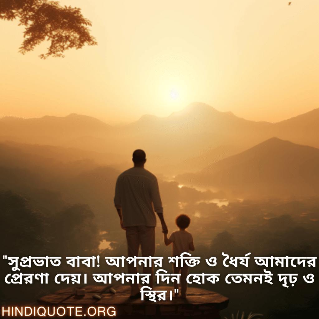 "সুপ্রভাত বাবা! আপনার শক্তি ও ধৈর্য আমাদের প্রেরণা দেয়। আপনার দিন হোক তেমনই দৃঢ় ও স্থির।"