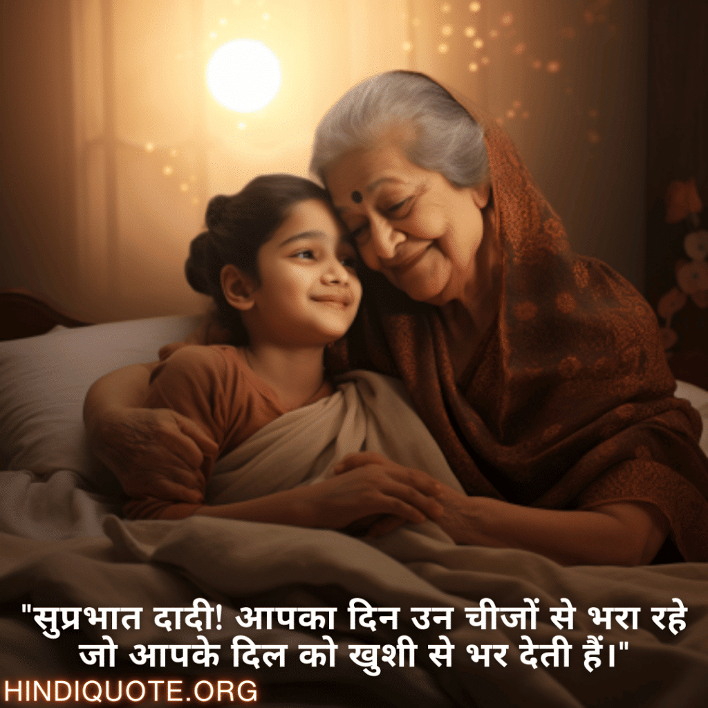 "सुप्रभात दादी! आपका दिन उन चीजों से भरा रहे जो आपके दिल को खुशी से भर देती हैं।"