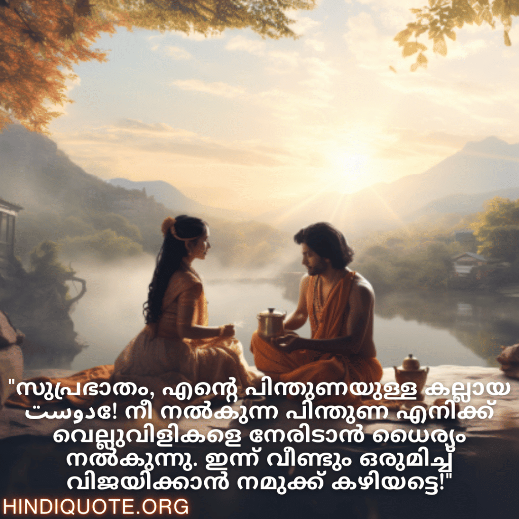 "സുപ്രഭാതം, എന്റെ പിന്തുണയുള്ള കല്ലായ دوستേ! നീ നൽകുന്ന പിന്തുണ എനിക്ക് വെല്ലുവിളികളെ നേരിടാൻ ധൈര്യം നൽകുന്നു. ഇന്ന് വീണ്ടും ഒരുമിച്ച് വിജയിക്കാൻ നമുക്ക് കഴിയട്ടെ!"