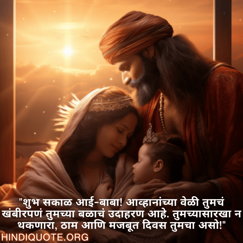 "शुभ सकाळ आई-बाबा! आव्हानांच्या वेळी तुमचं खंबीरपणं तुमच्या बळाचं उदाहरण आहे. तुमच्यासारखा न थकणारा, ठाम आणि मजबूत दिवस तुमचा असो!"