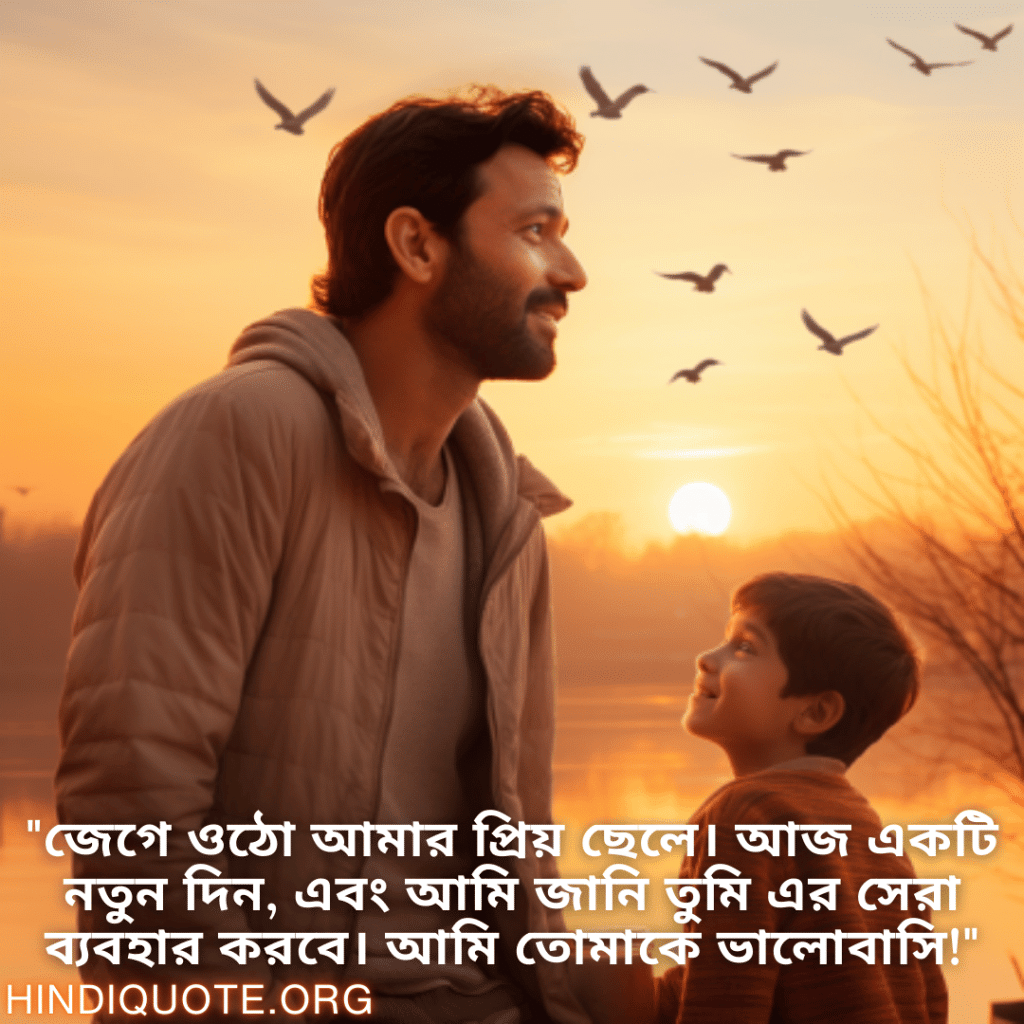 "জেগে ওঠো আমার প্রিয় ছেলে। আজ একটি নতুন দিন, এবং আমি জানি তুমি এর সেরা ব্যবহার করবে। আমি তোমাকে ভালোবাসি!"