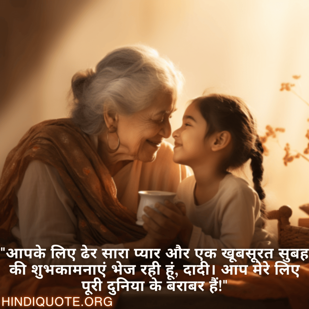 "आपके लिए ढेर सारा प्यार और एक खूबसूरत सुबह की शुभकामनाएं भेज रही हूं, दादी। आप मेरे लिए पूरी दुनिया के बराबर हैं!"