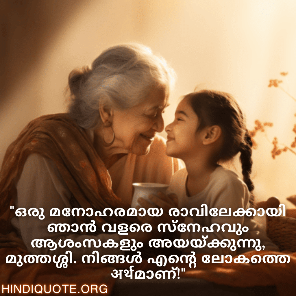 "ഒരു മനോഹരമായ രാവിലേക്കായി ഞാൻ വളരെ സ്‌നേഹവും ആശംസകളും അയയ്ക്കുന്നു, മുത്തശ്ശി. നിങ്ങൾ എന്റെ ലോകത്തെ अर्थമാണ്!"