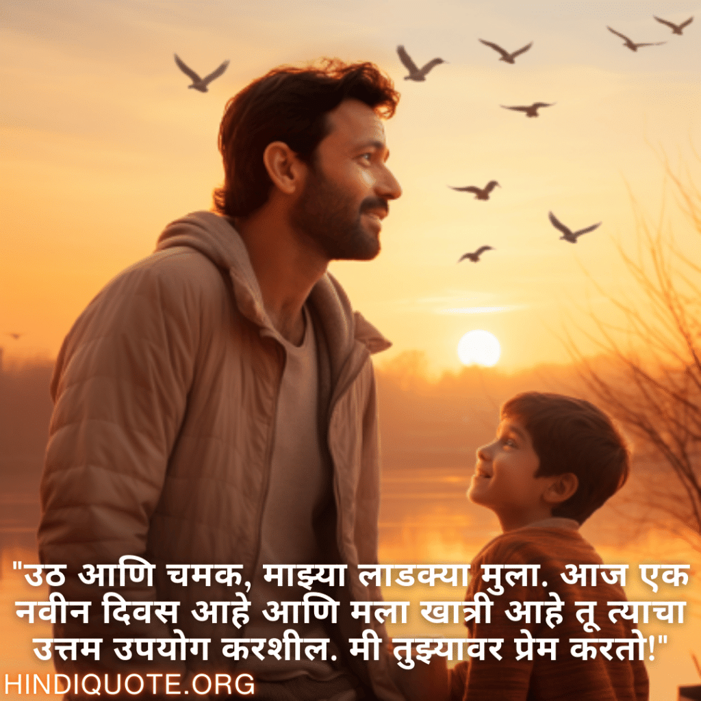 "उठ आणि चमक, माझ्या लाडक्या मुला. आज एक नवीन दिवस आहे आणि मला खात्री आहे तू त्याचा उत्तम उपयोग करशील. मी तुझ्यावर प्रेम करतो!"