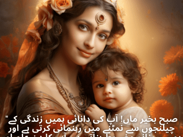 "صبح بخیر ماں! آپ کی دانائی ہمیں زندگی کے چیلنجوں سے نمٹنے میں رہنمائی کرتی ہے اور ہمیں روزانہ مضبوط بناتی ہے۔ آپ کا دن علم اور فہم سے بھرا ہو۔"