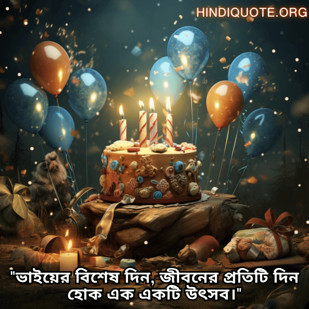 Happy Birthday Wishes In Bengali For Your Brother "ভাইয়ের বিশেষ দিন, জীবনের প্রতিটি দিন হোক এক একটি উৎসব।"