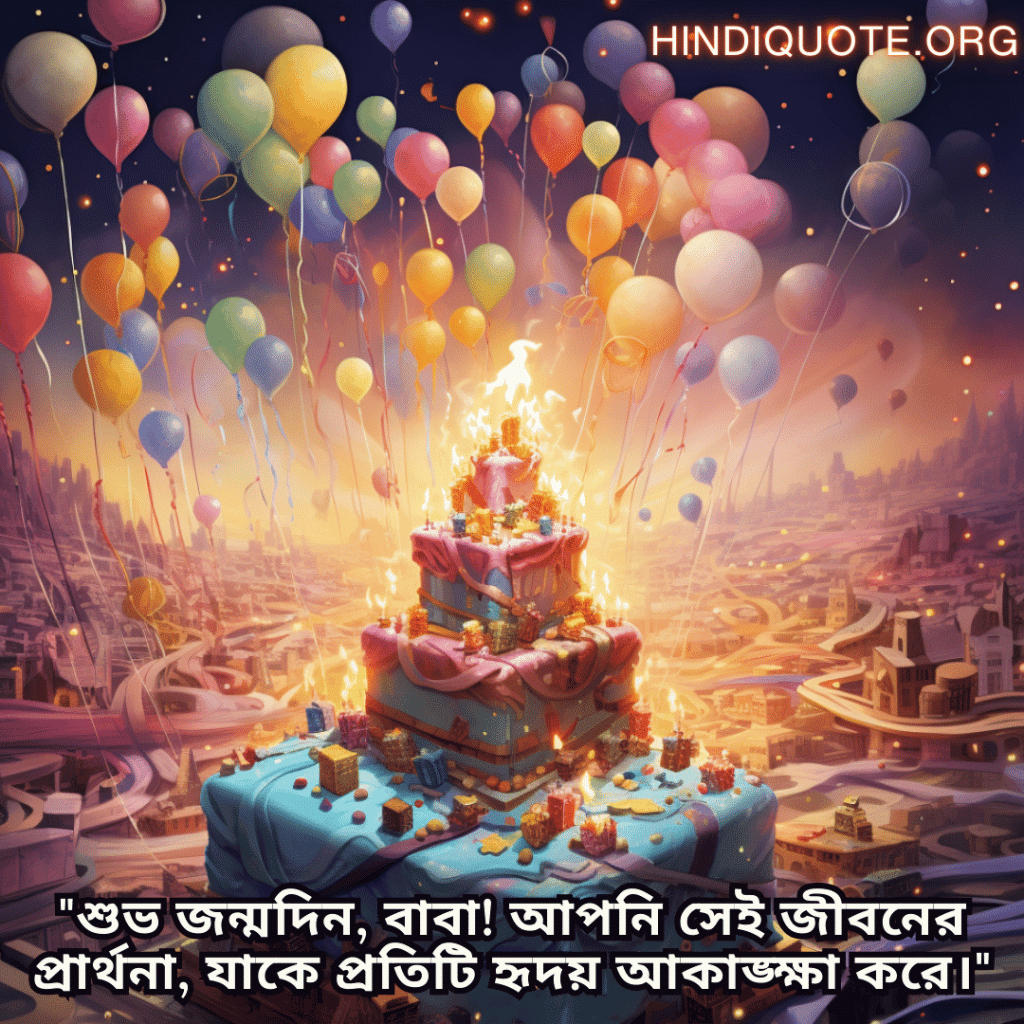 Birthday Greetings In Bengali For Your Father "শুভ জন্মদিন, বাবা! আপনি সেই জীবনের প্রার্থনা, যাকে প্রতিটি হৃদয় আকাঙ্ক্ষা করে।"